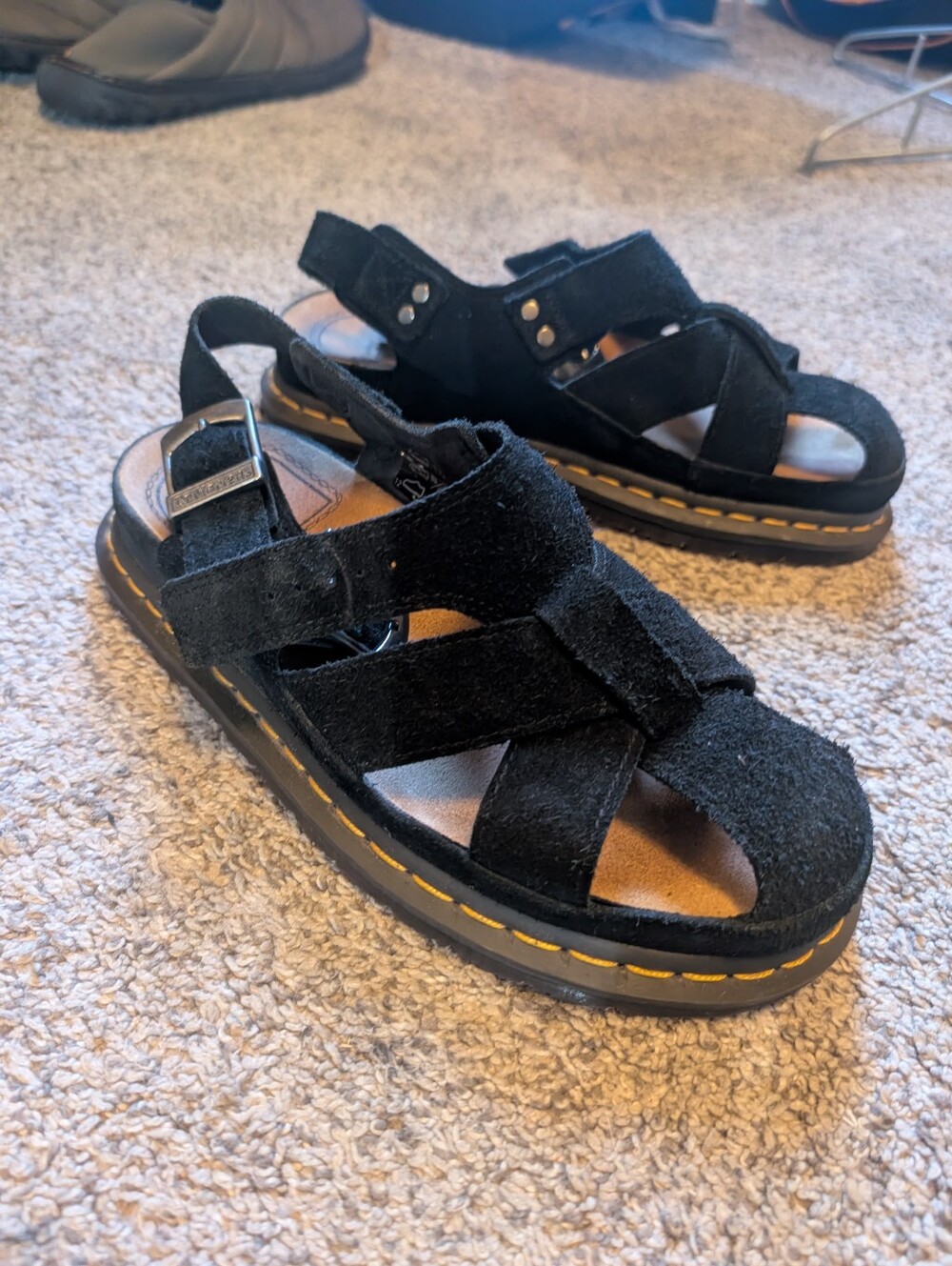 Dr. Martens Archive Fisherman Sandals in Black Suede -Size US W 8, US M 7, EU 39